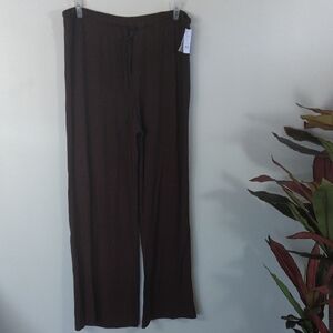 Auden Ribbed Brown Wide-Leg Pants